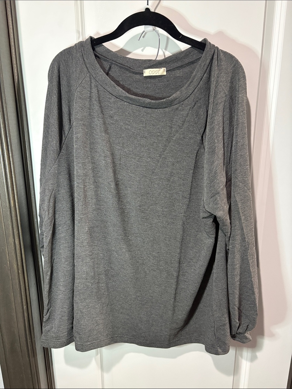 ODDY Heather Gray Long Sleeve Crewneck Top and short set NWOT